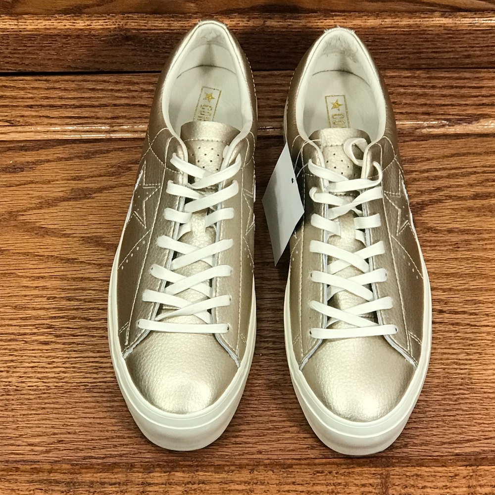 Converse One Star Platform Ox Gold Egret Shoes - Picture 4 of 7
